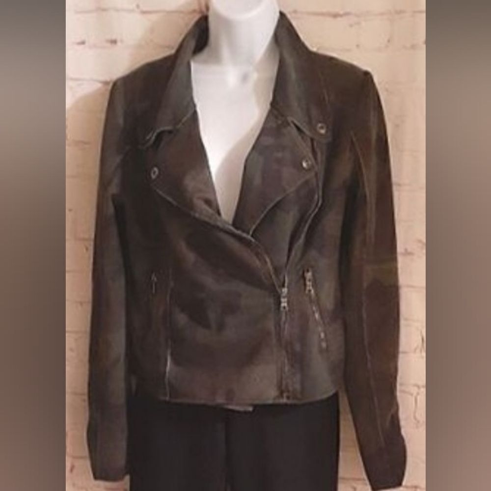Marrakech for Anthropologie "Marni" Sueded Camo Moto Biker Jacket sz.XS Ret.$179